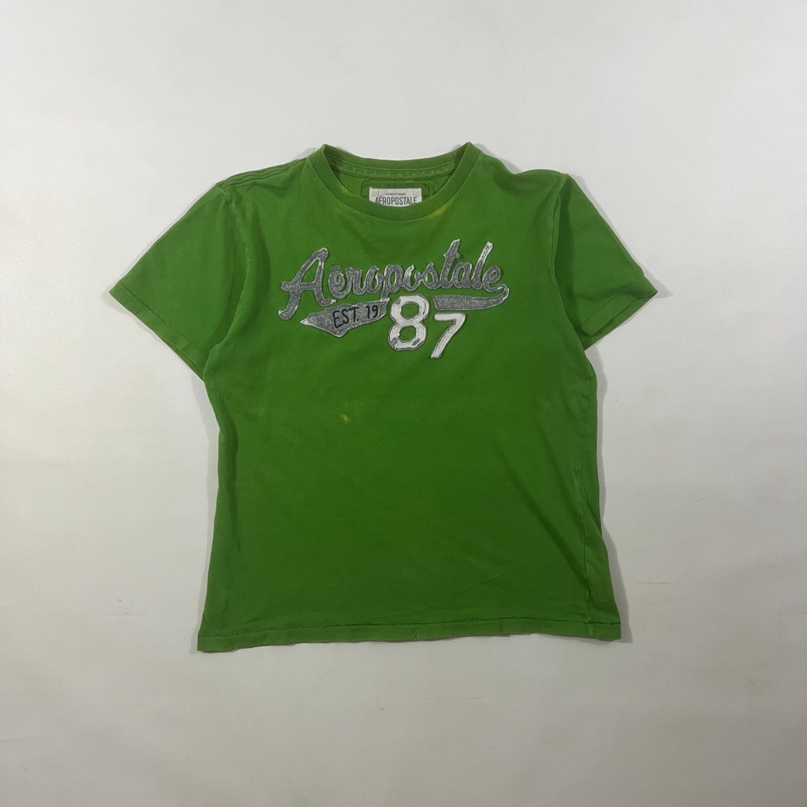 Y2K Aeropostale Green Varsity Spellout Est. 1987 Graphic T-Shirt M