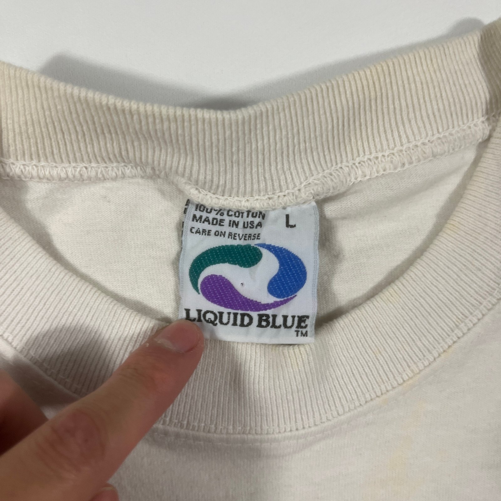 Vintage 1997 Grateful Dead Steal Your Faceoff Hockey Liquid Blue Tie Dye Tee L