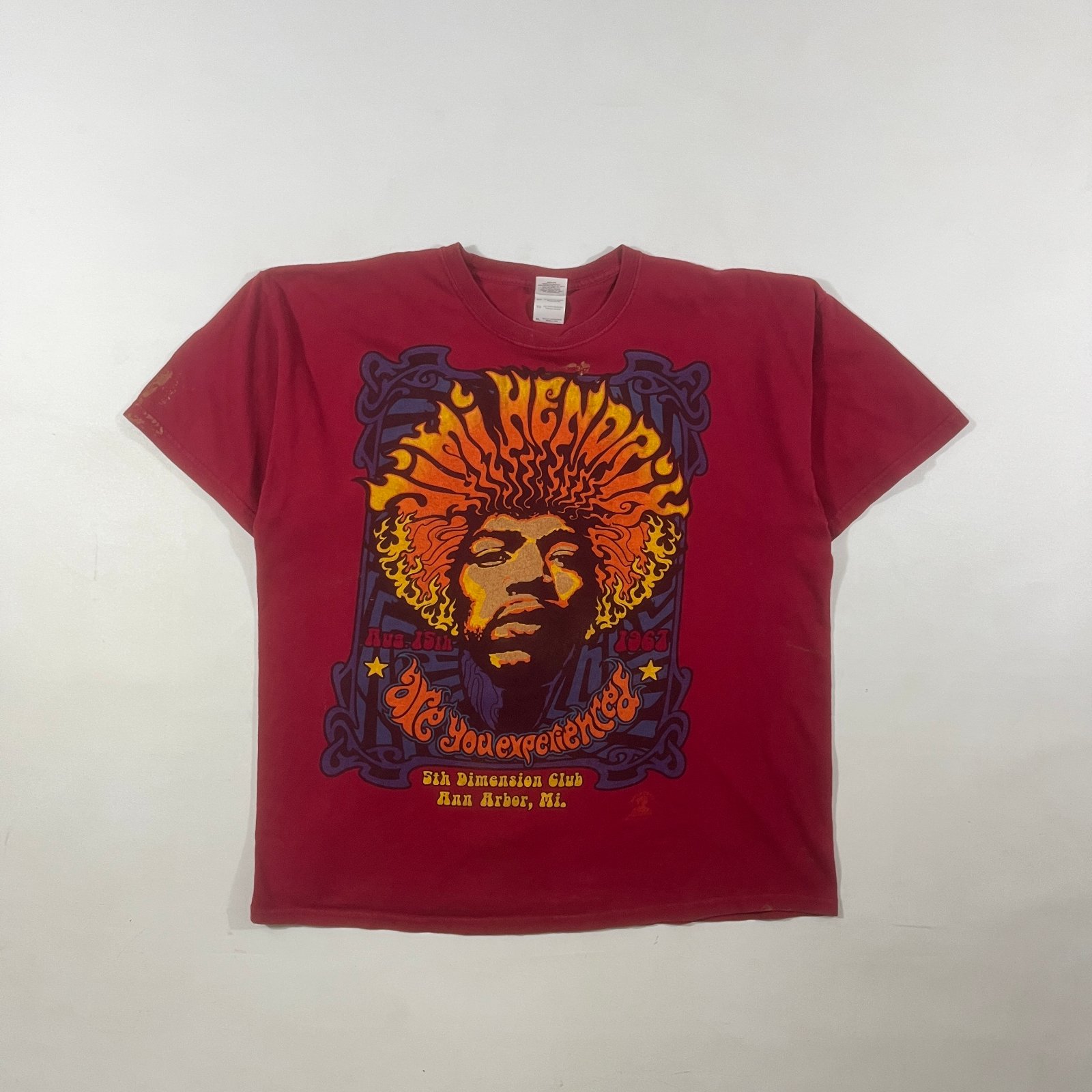 Jimi Hendrix Are You Experienced Burgundy Graphic Band Tee XL