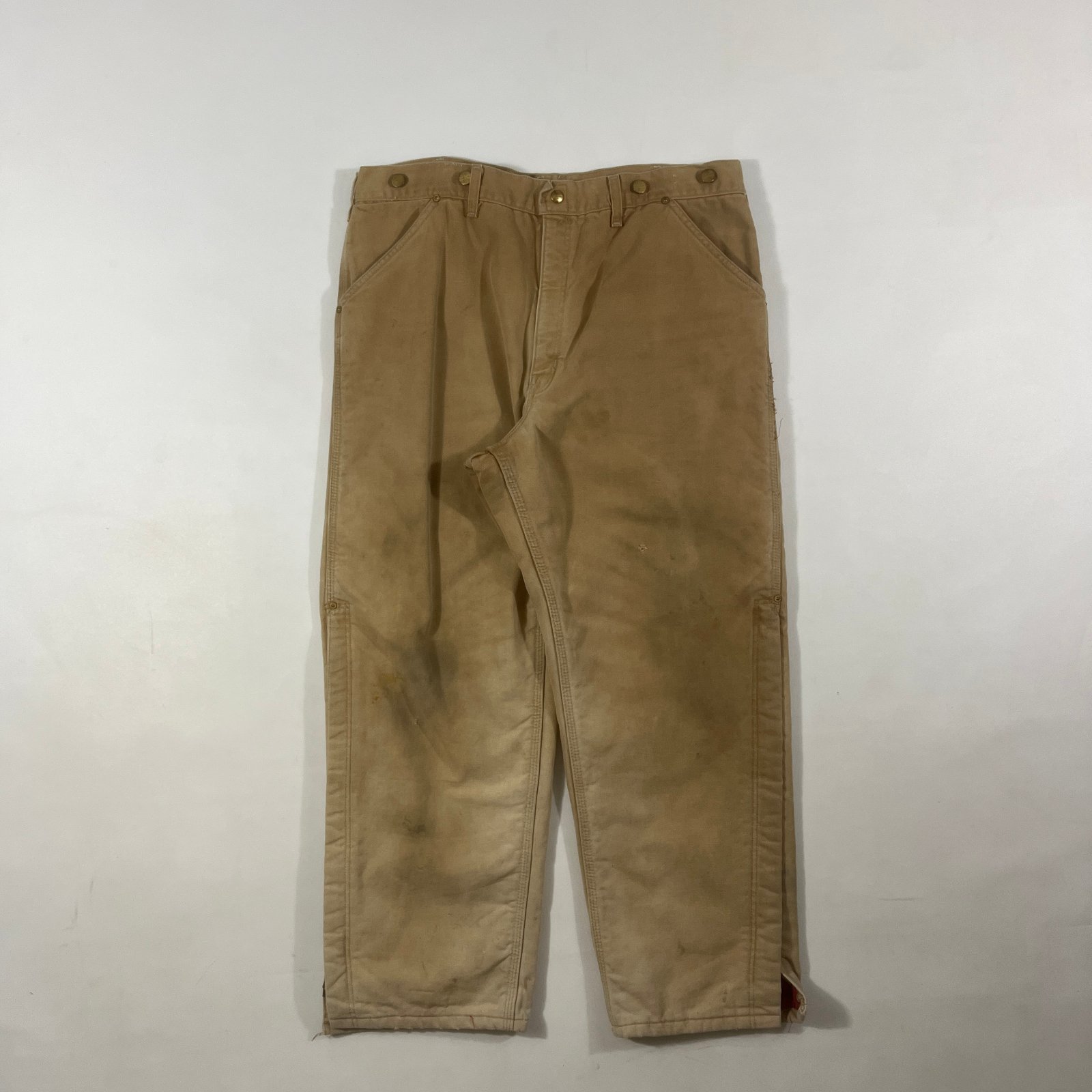Vintage Carhartt Lined Tan Duck Canvas Carpenter Work Pants