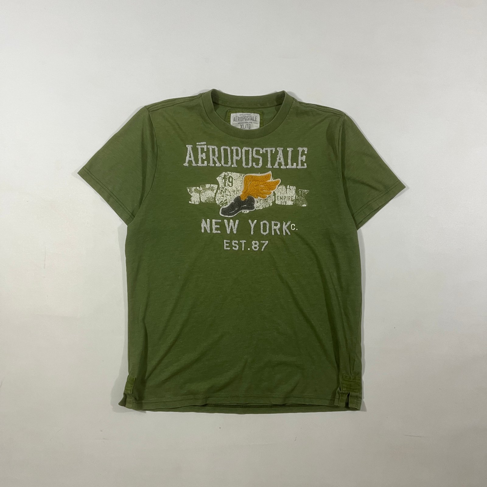Aeropostale Olive Green New York Est 87 Winged Foot Graphic Tee XL