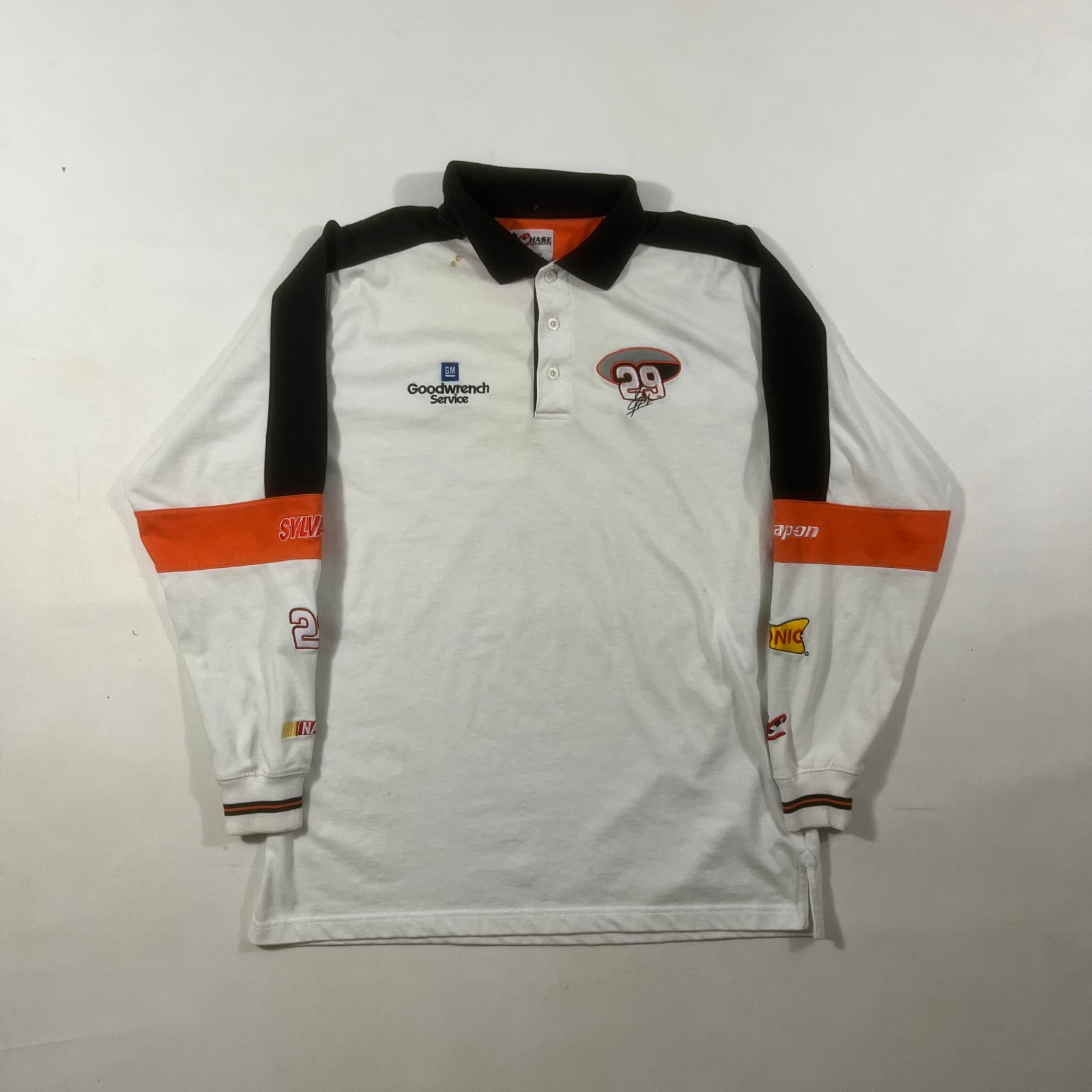 Vintage Y2K Chase Authentics Kevin Harvick #29 Goodwrench NASCAR Long Sleeve Rugby Polo L