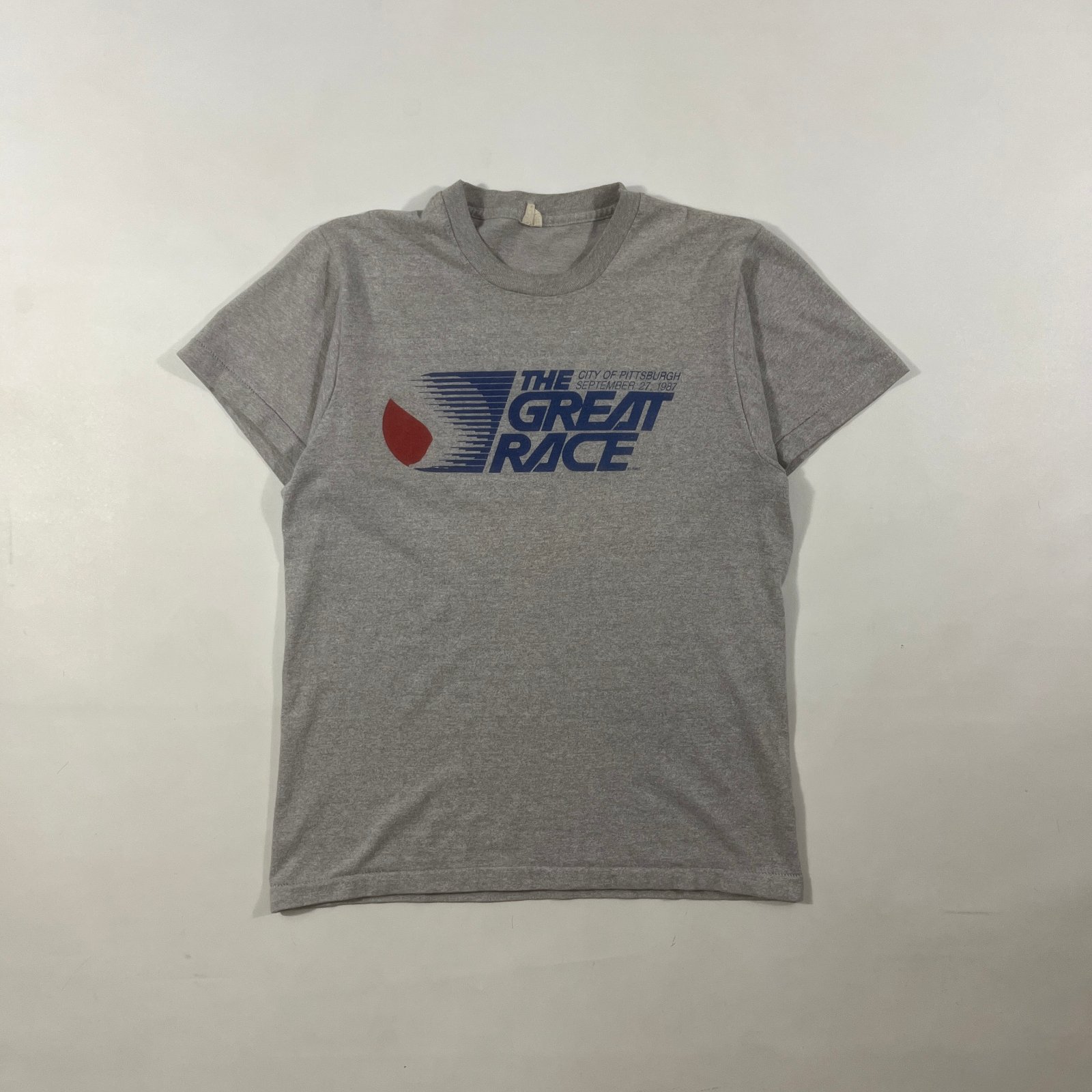 Vintage 1987 The Great Race Pittsburgh Single Stitch Tee Heather Gray