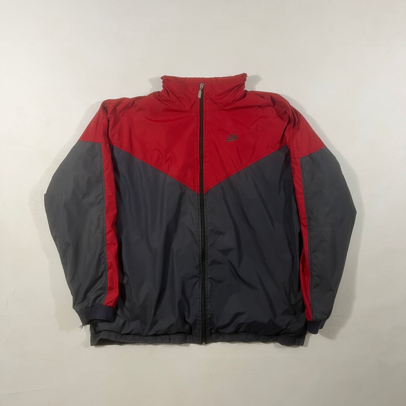 Vintage Y2K Nike Red & Navy Colorblock Full Zip Windbreaker Jacket 2XL