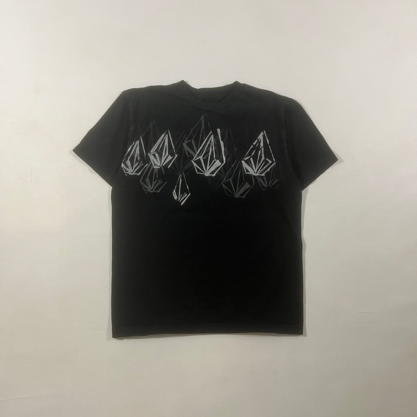 Crystal Graphic Print Black Streetwear Tee Y2K Grunge Goth Short Sleeve T-Shirt