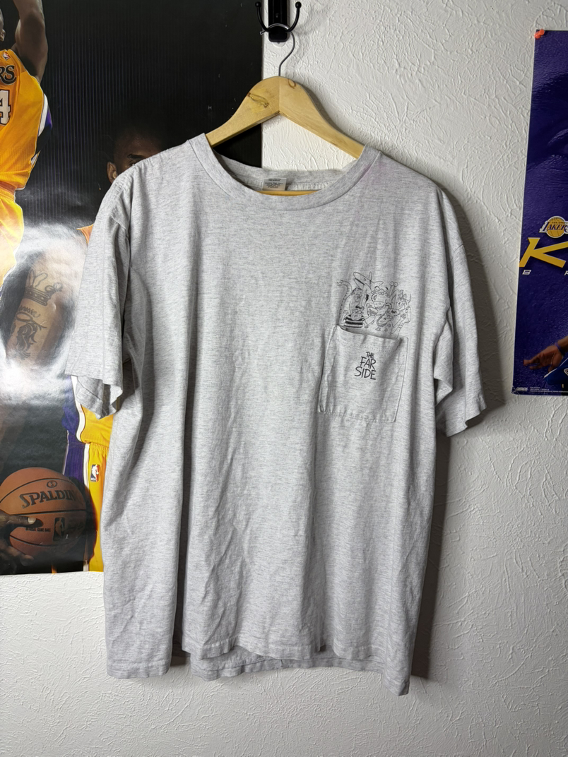 Vintage The Far Side Cartoon Pocket T-Shirt