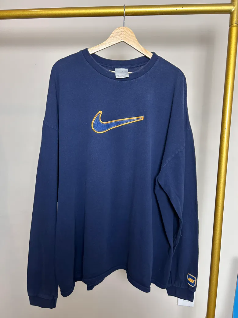 Vintage Nike Big Swoosh XXL Navy Blue T-Shirt