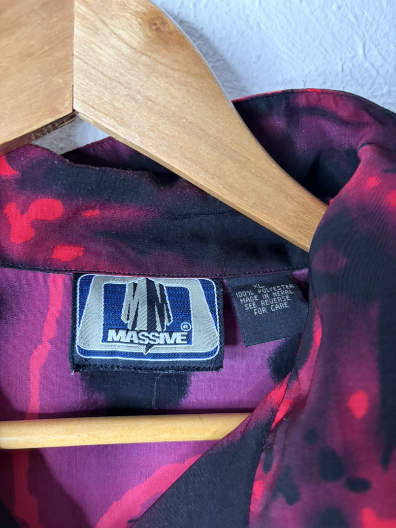 Vintage Dragon Print Button-Up Shirt