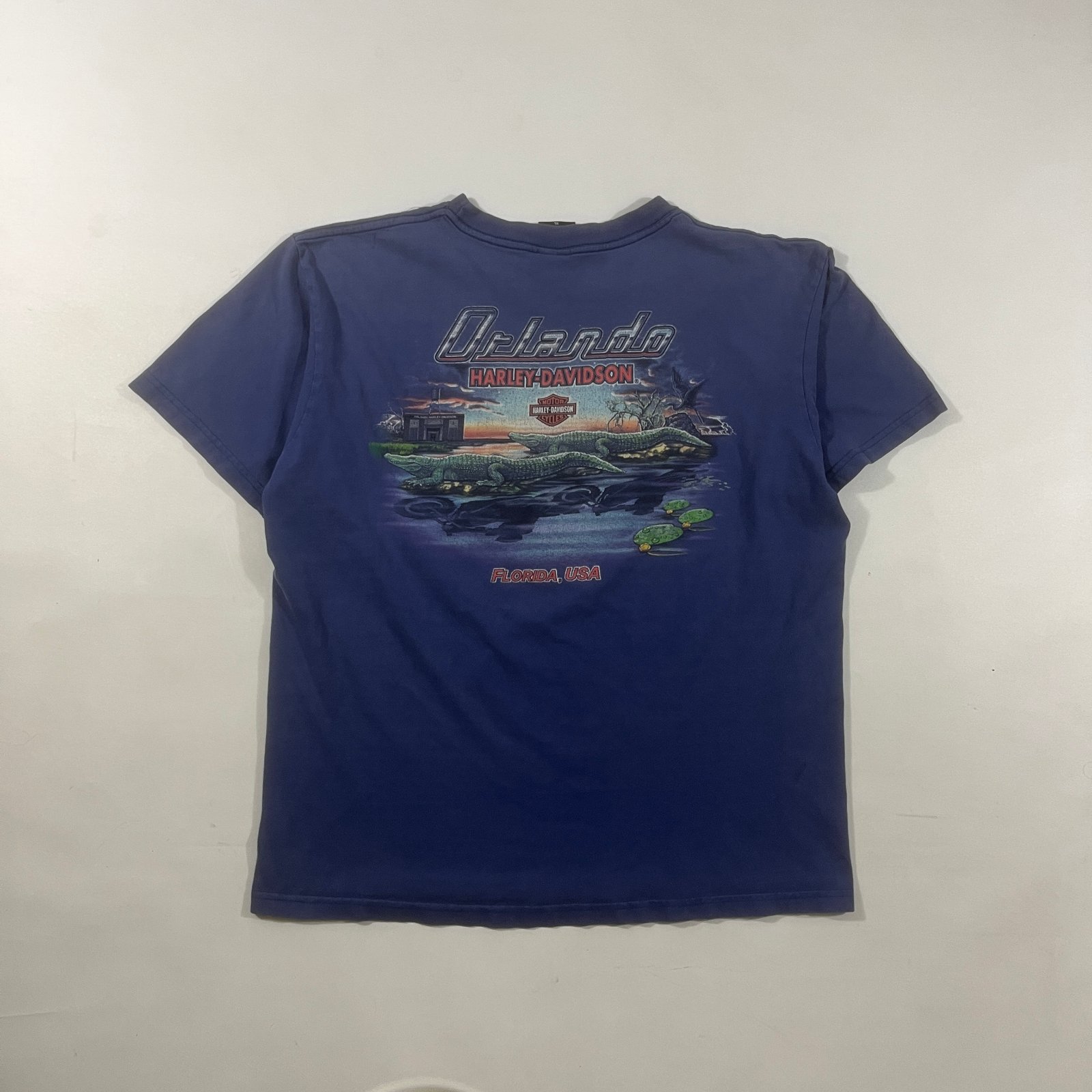 Vintage Harley-Davidson Orlando Florida Alligator Graphic Tee Navy XL