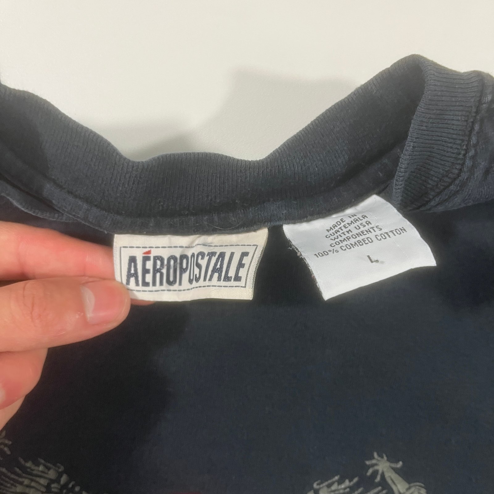 Vintage Y2K Aeropostale Embroidered Dragon 87 Long Sleeve Tee Black L