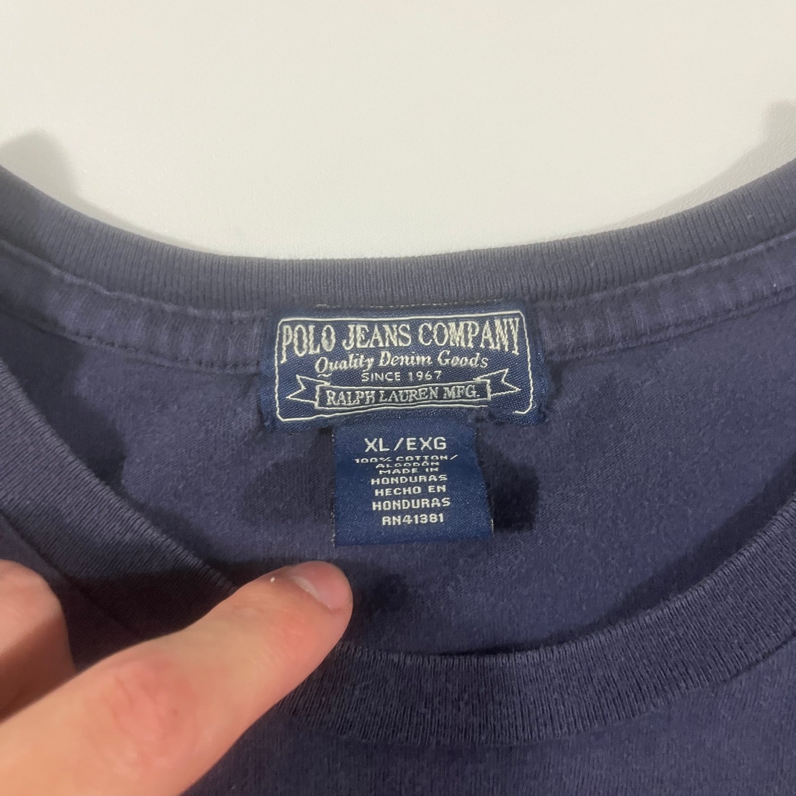 Vintage Y2K Polo Jeans Co Ralph Lauren Navy Spell Out Long Sleeve Tee XL