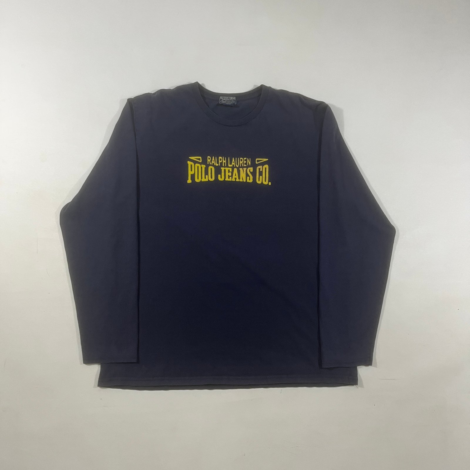 Vintage Y2K Polo Jeans Co Ralph Lauren Navy Spell Out Long Sleeve Tee XL
