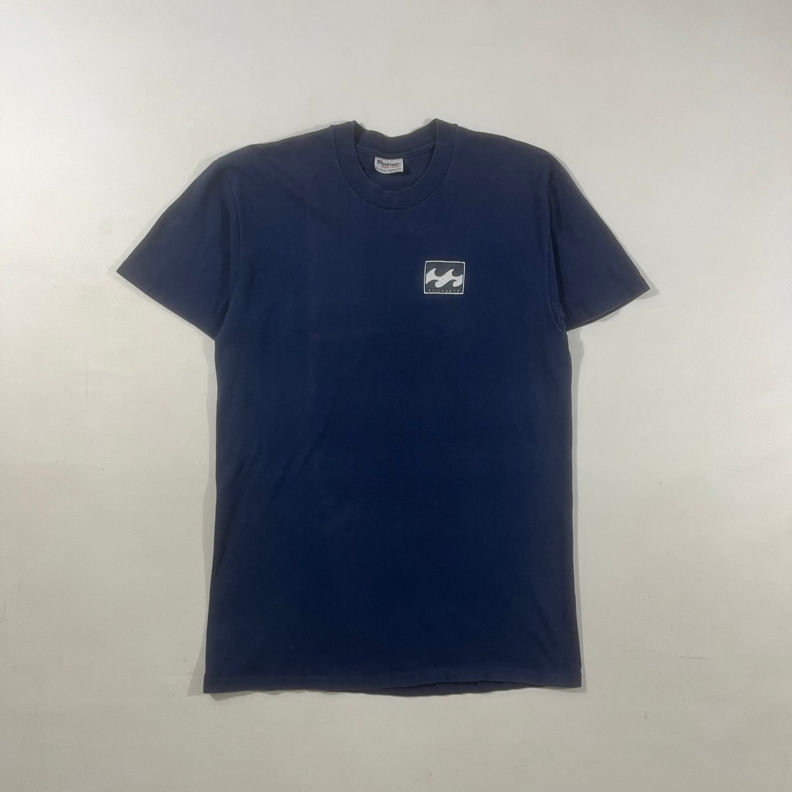 Vintage Y2K Billabong Navy Wave Box Logo Surf Tee XL Made in USA