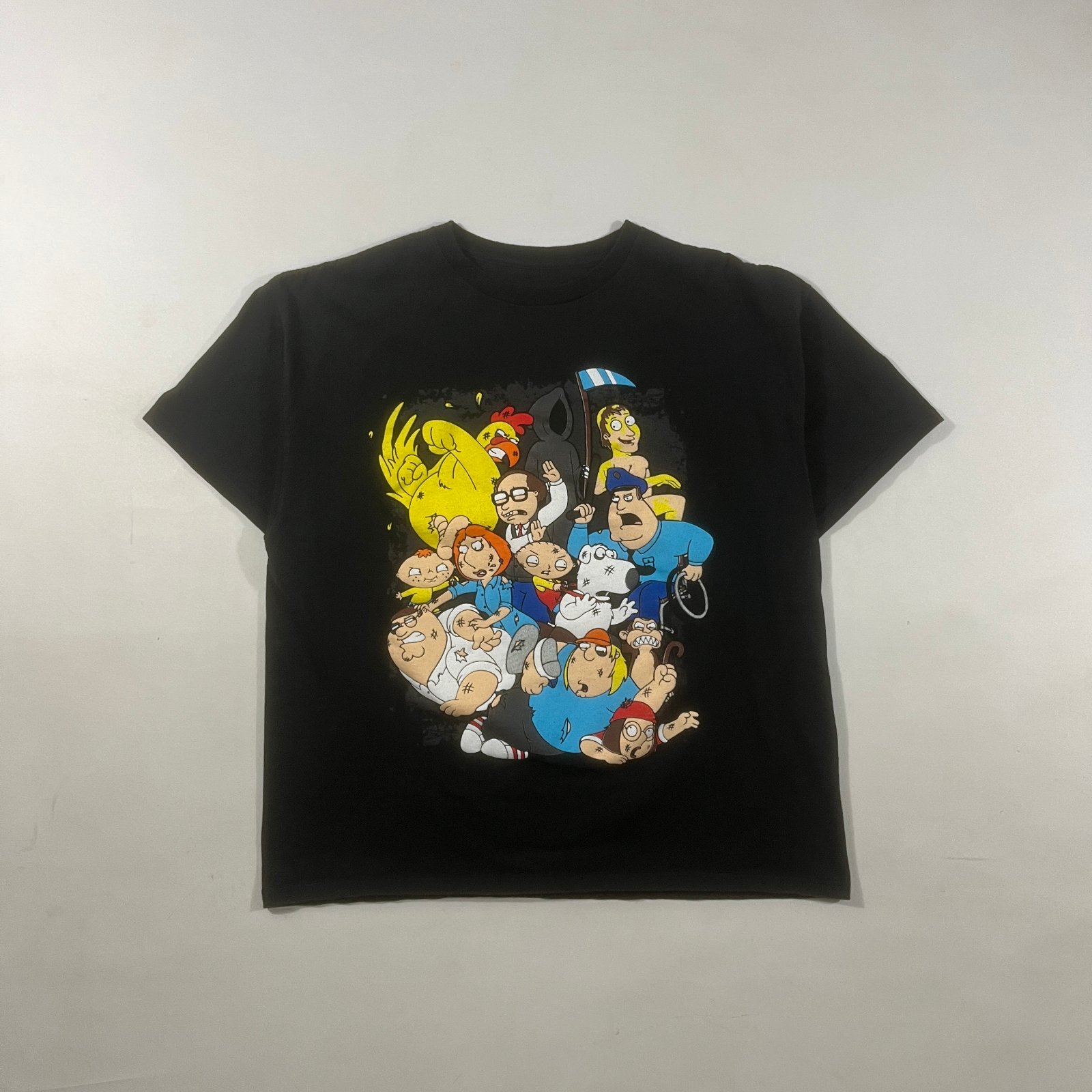 Family Guy Grim Reaper Character Battle Graphic Tee Black Bootleg Style