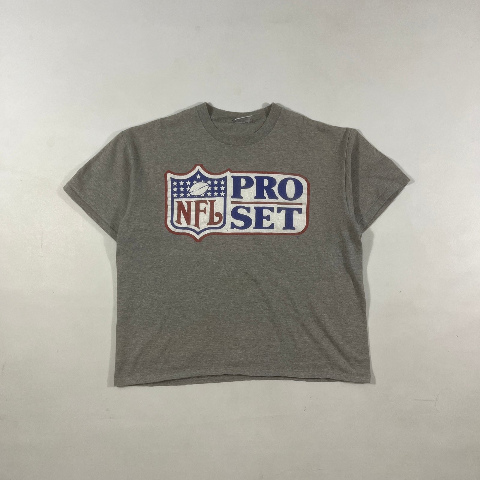 Vintage 90s NFL Pro Set Trading Cards Gray Single Stitch T-Shirt XL USA