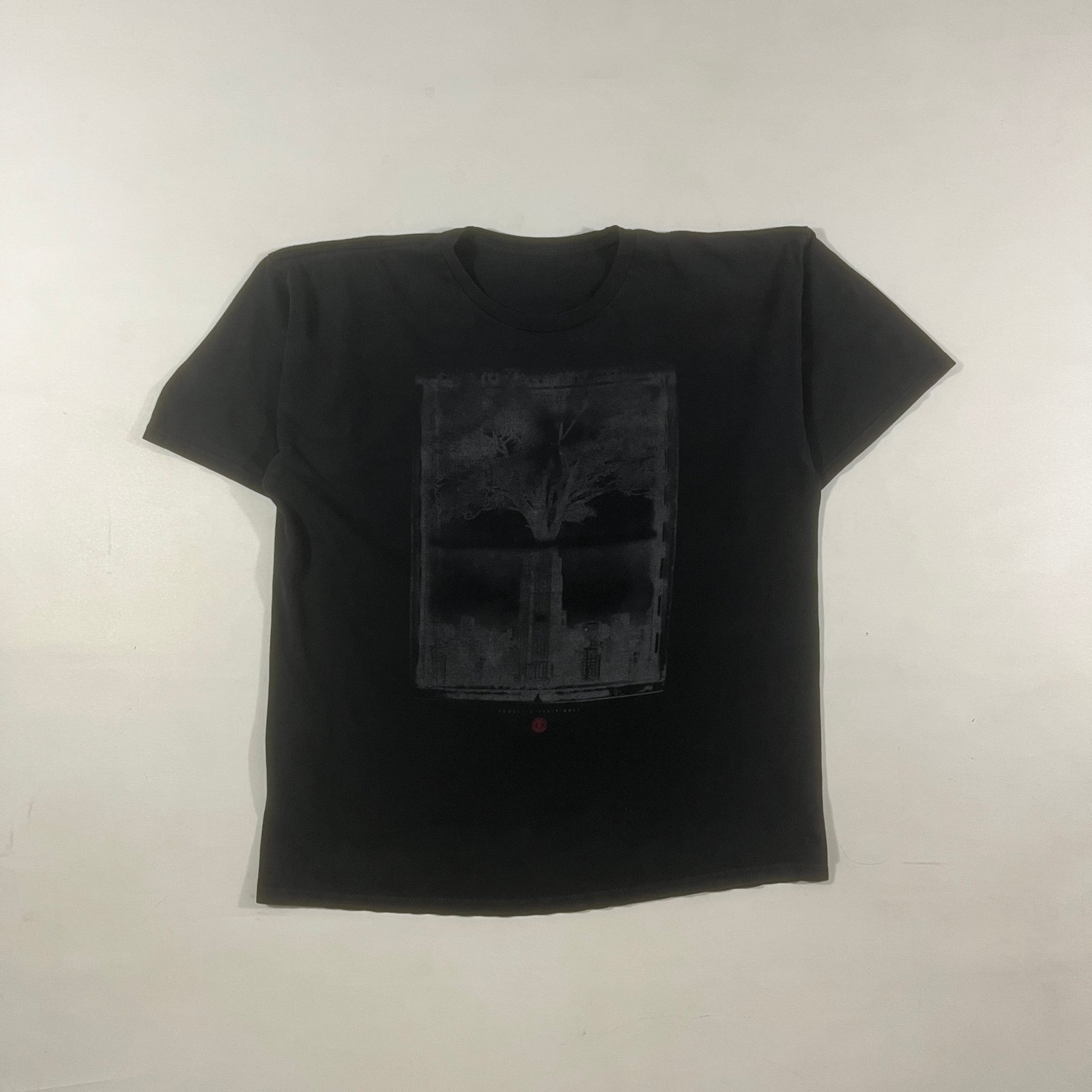 Black Tonal Tree Cityscape Graphic Tee Grunge Goth Streetwear T-Shirt