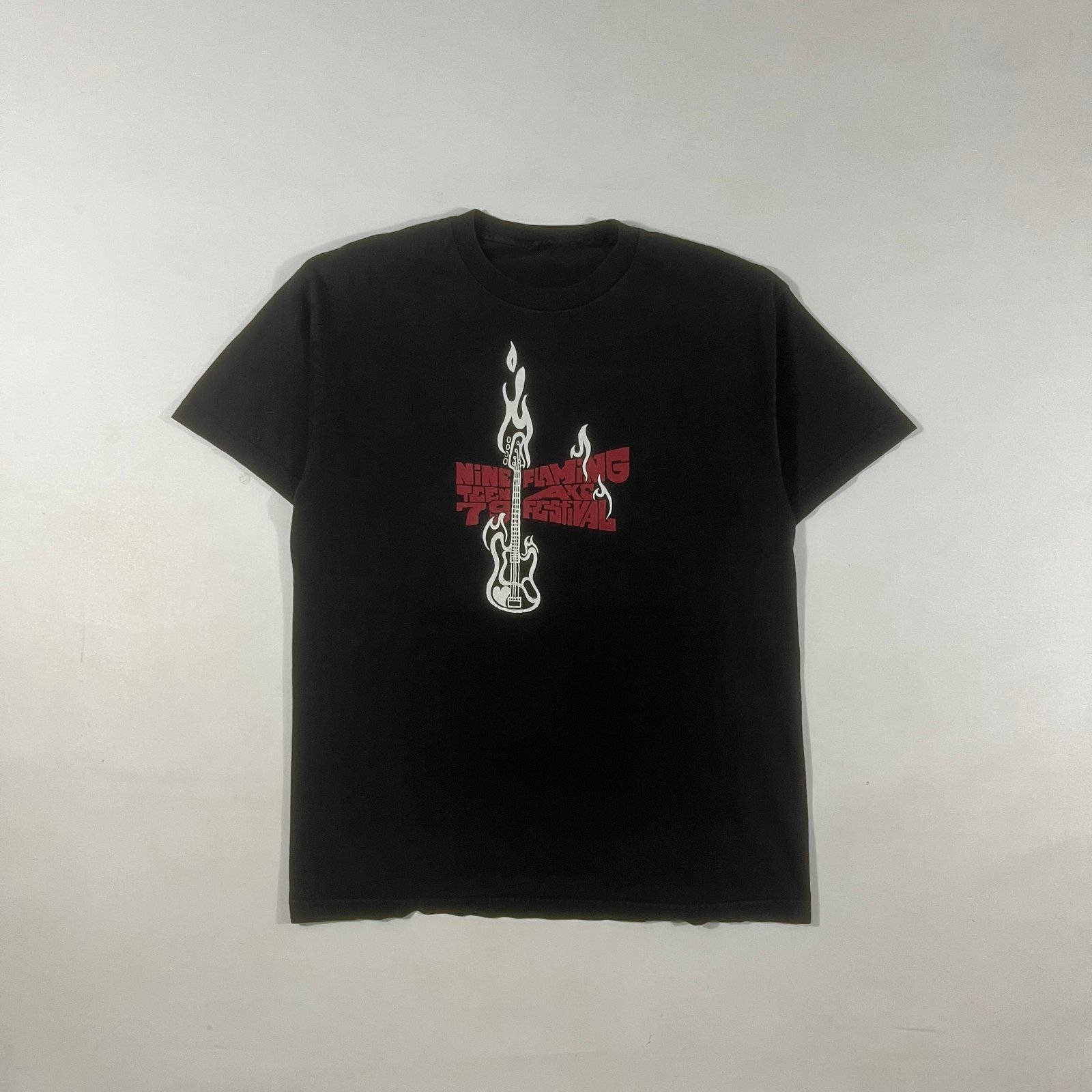 Nineteen 79 Flaming Teen Axe Festival Flaming Guitar Graphic Tee Black