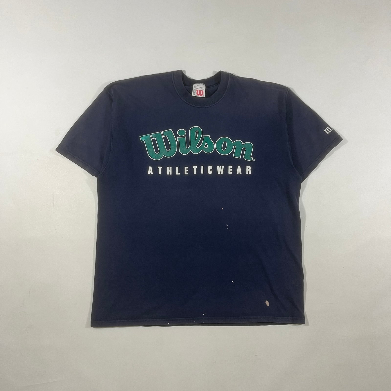 Vintage 90s Wilson Athleticwear Spellout Navy Tee XXL Made in USA