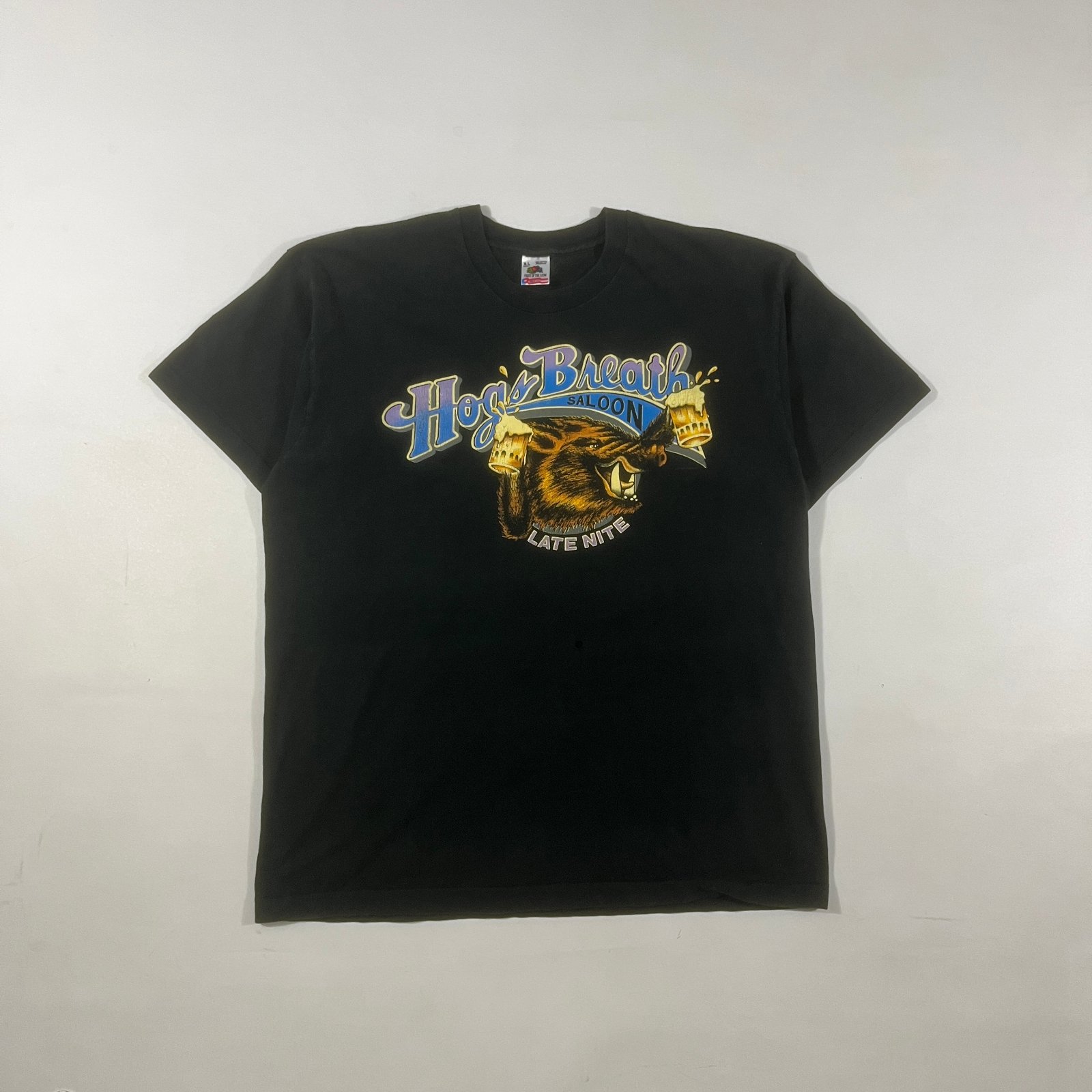 Vintage Hog's Breath Saloon Late Nite Boar Graphic Tee XL Fruit of the Loom Made in USA