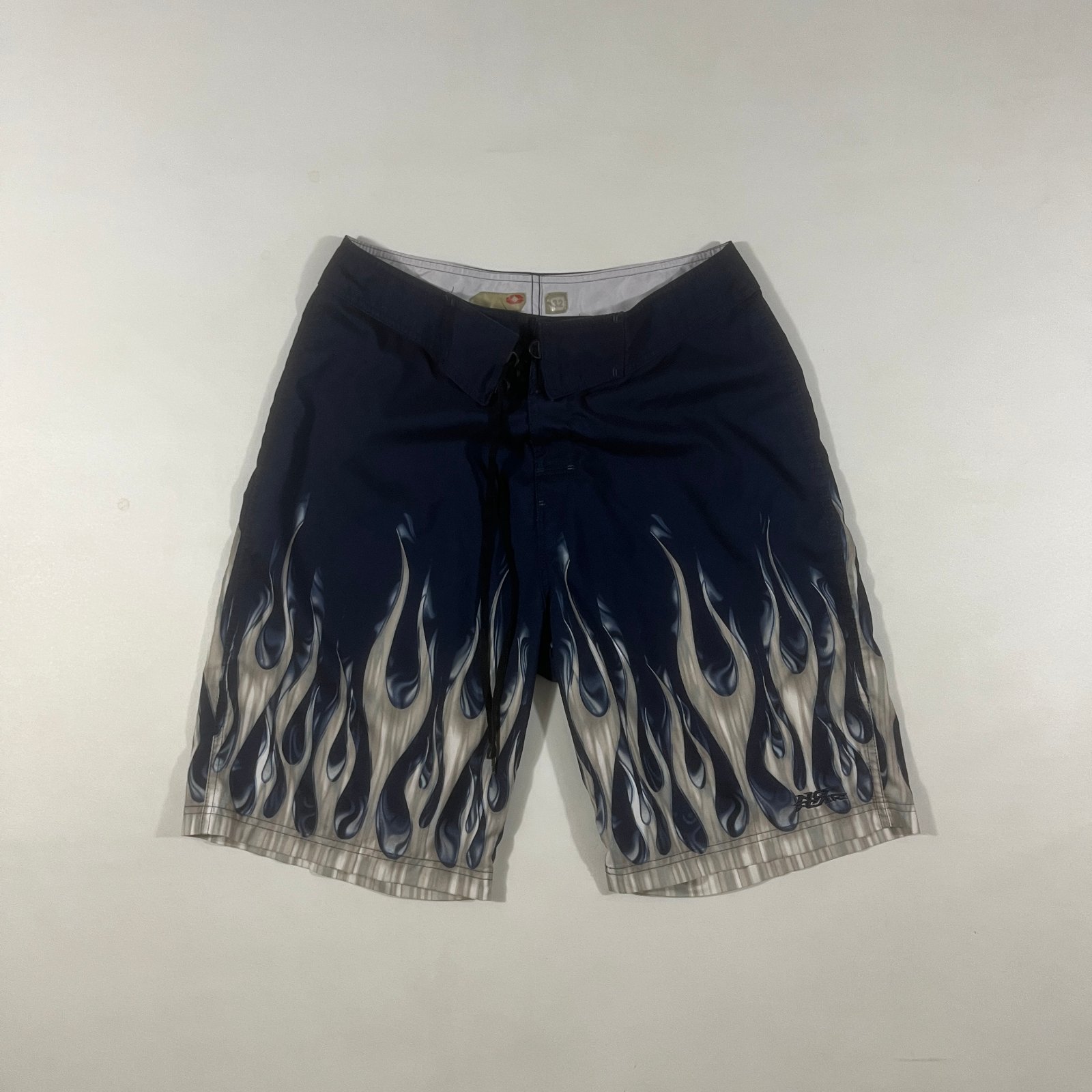 Y2K No Fear Navy Flame Print Board Shorts 32