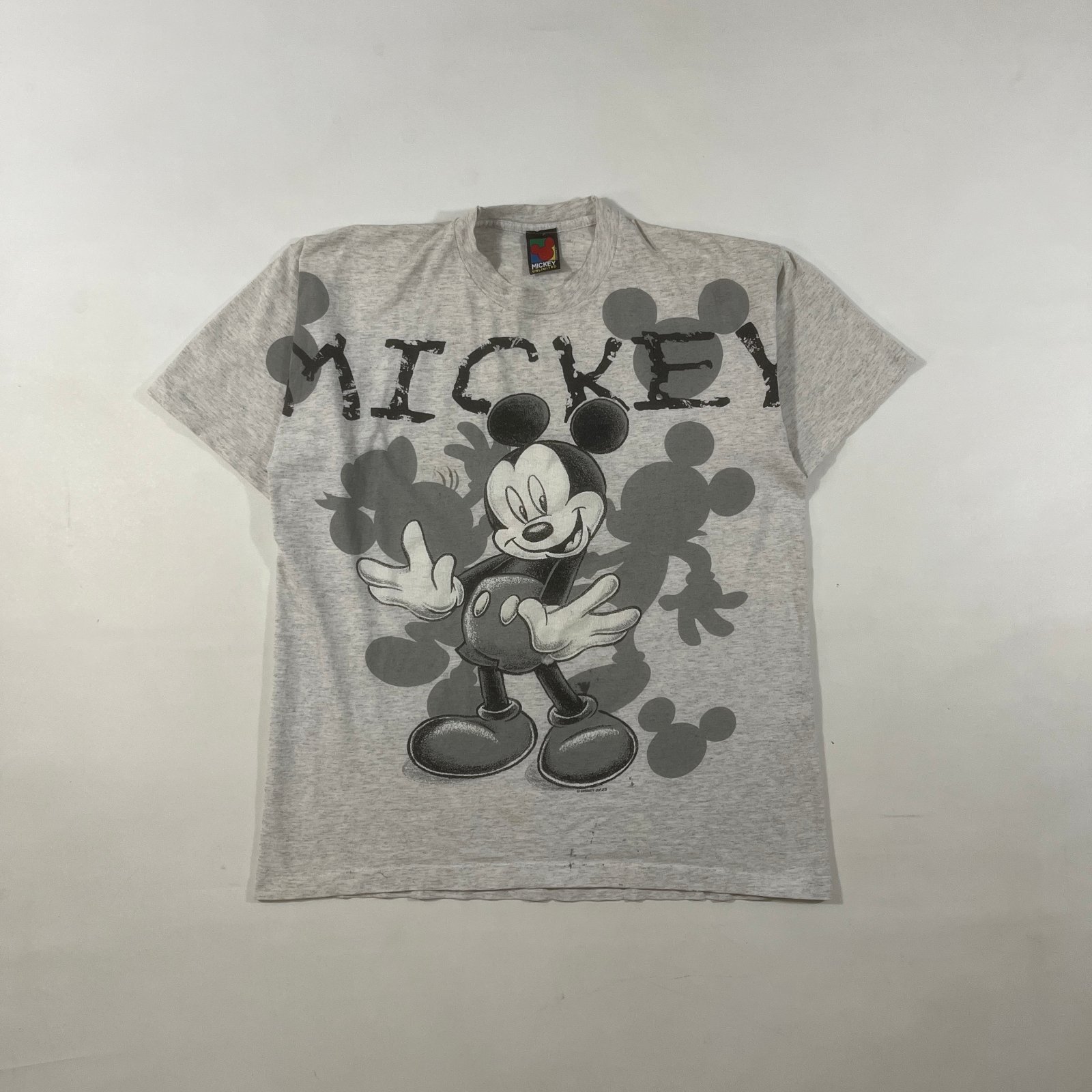 Vintage 90s Mickey Unlimited Disney Mickey Mouse Big Print Heather Gray Tee