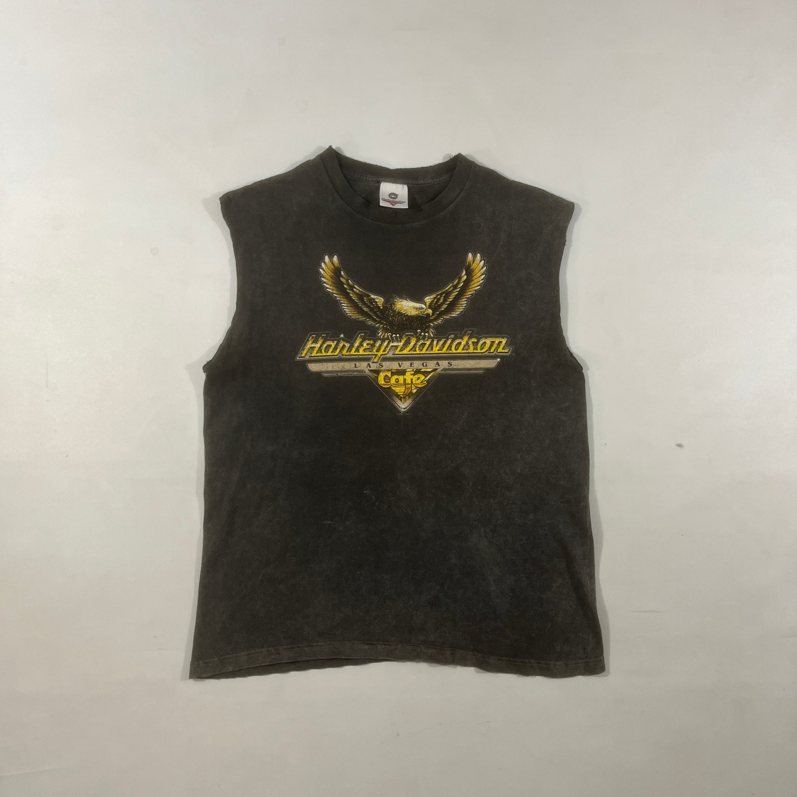 Vintage Harley-Davidson Cafe Las Vegas Eagle Sleeveless Muscle Tee Faded Black