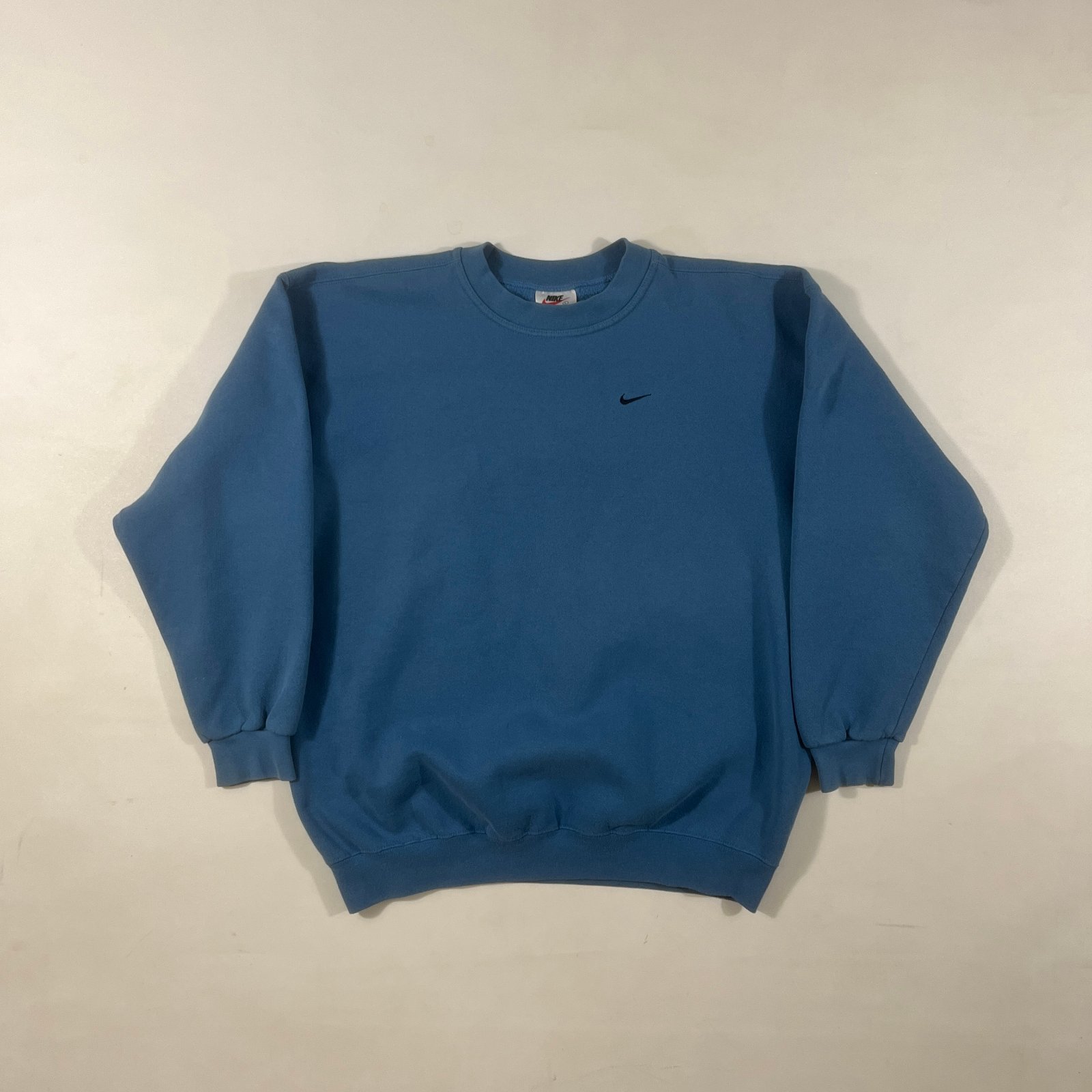 Vintage 90s Nike Mini Swoosh Slate Blue Crewneck Sweatshirt Made in USA L