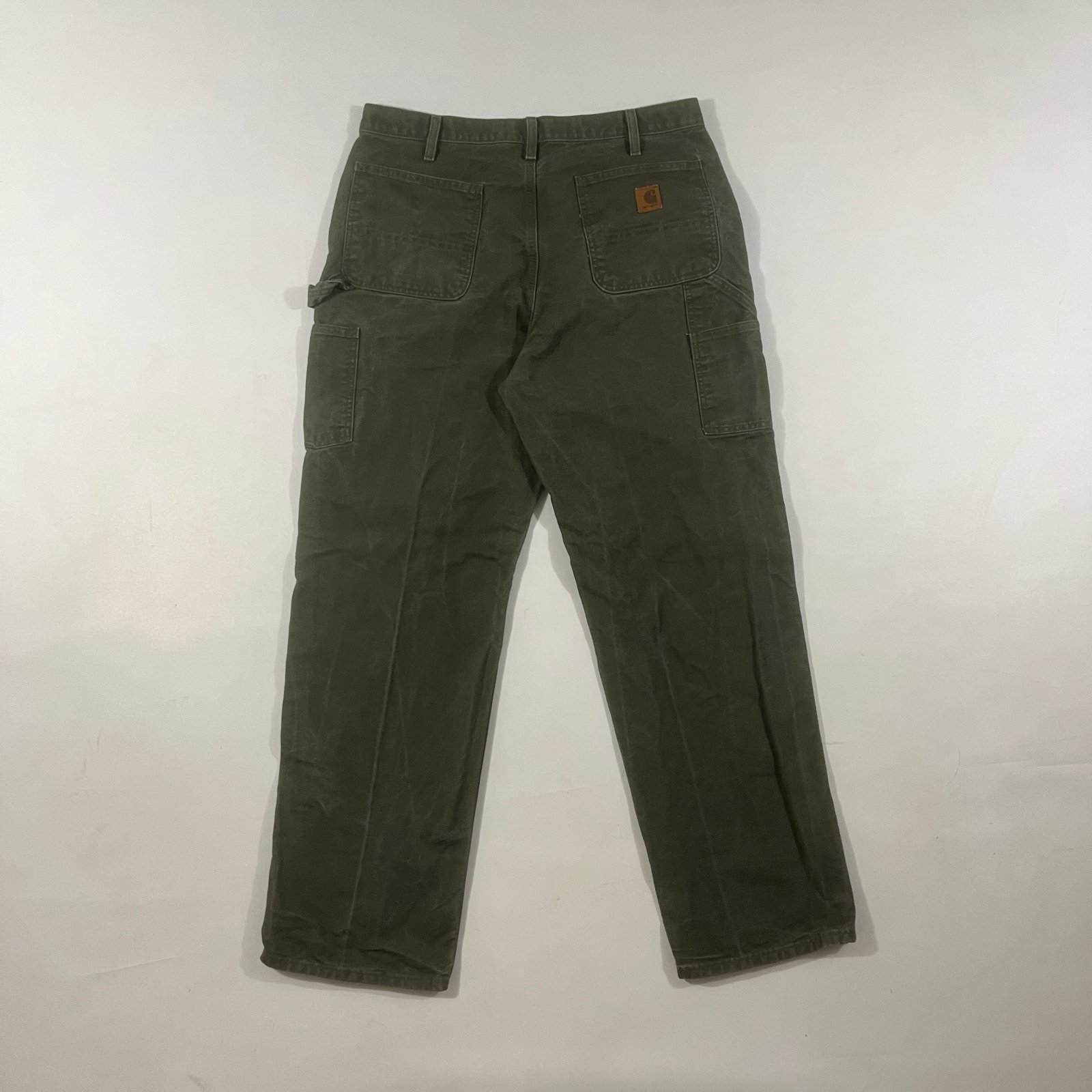 Carhartt Moss Green Dungaree Fit Canvas Carpenter Work Pants 36x34