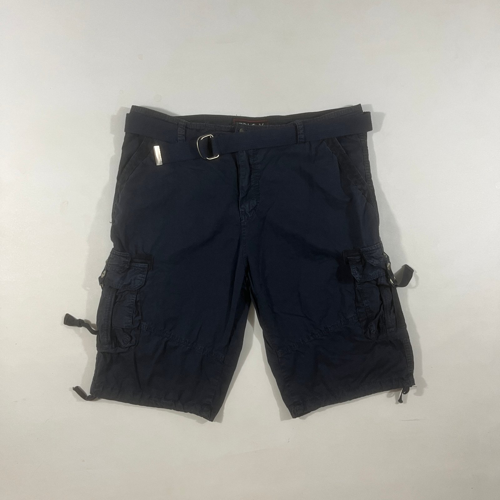 Galaxy by Harvic Navy Blue Belted Cargo Shorts Y2K Utility Streetwear
