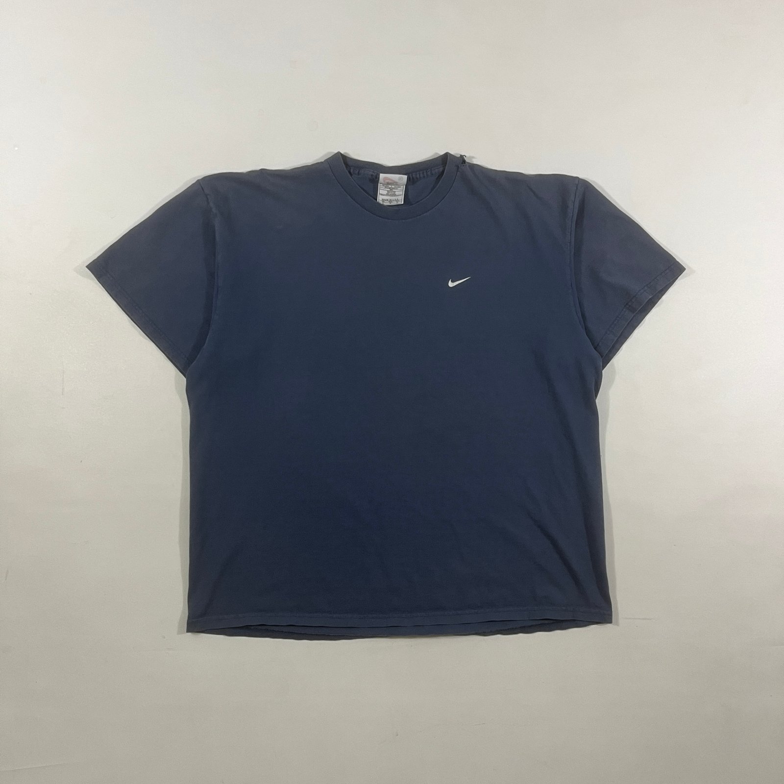 Vintage Y2K Nike Golf Swoosh Made in USA Faded Navy Boxy Tee XL