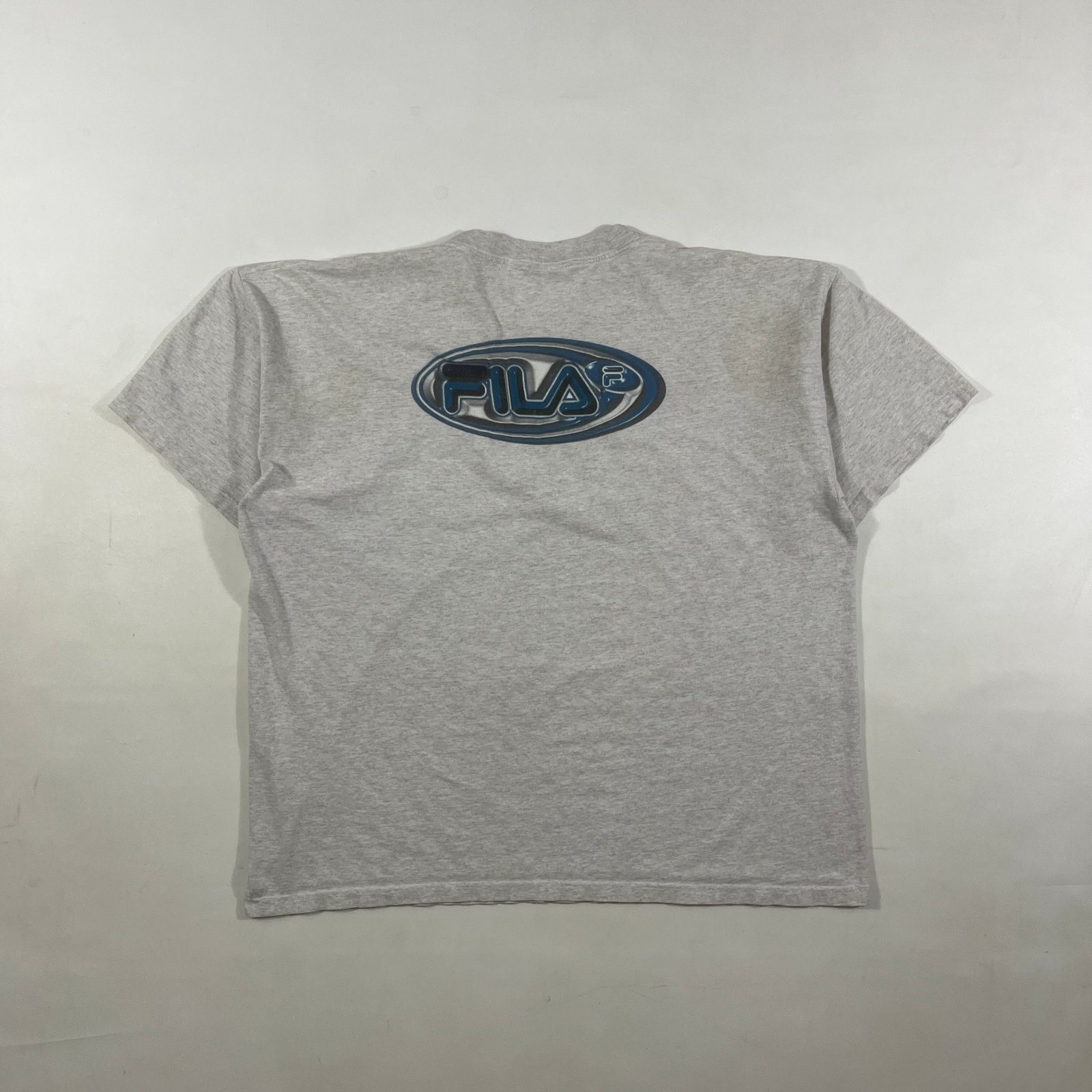 Vintage Y2K FILA Made in USA Heather Gray Big Logo Tee XXL
