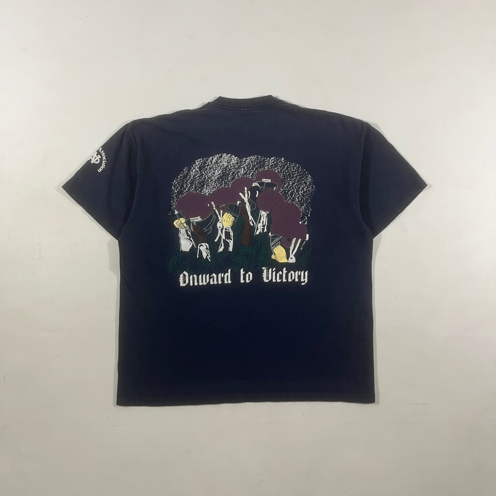Vintage 1993 Notre Dame Football "Onward to Victory" The Shirt Navy Tee XL