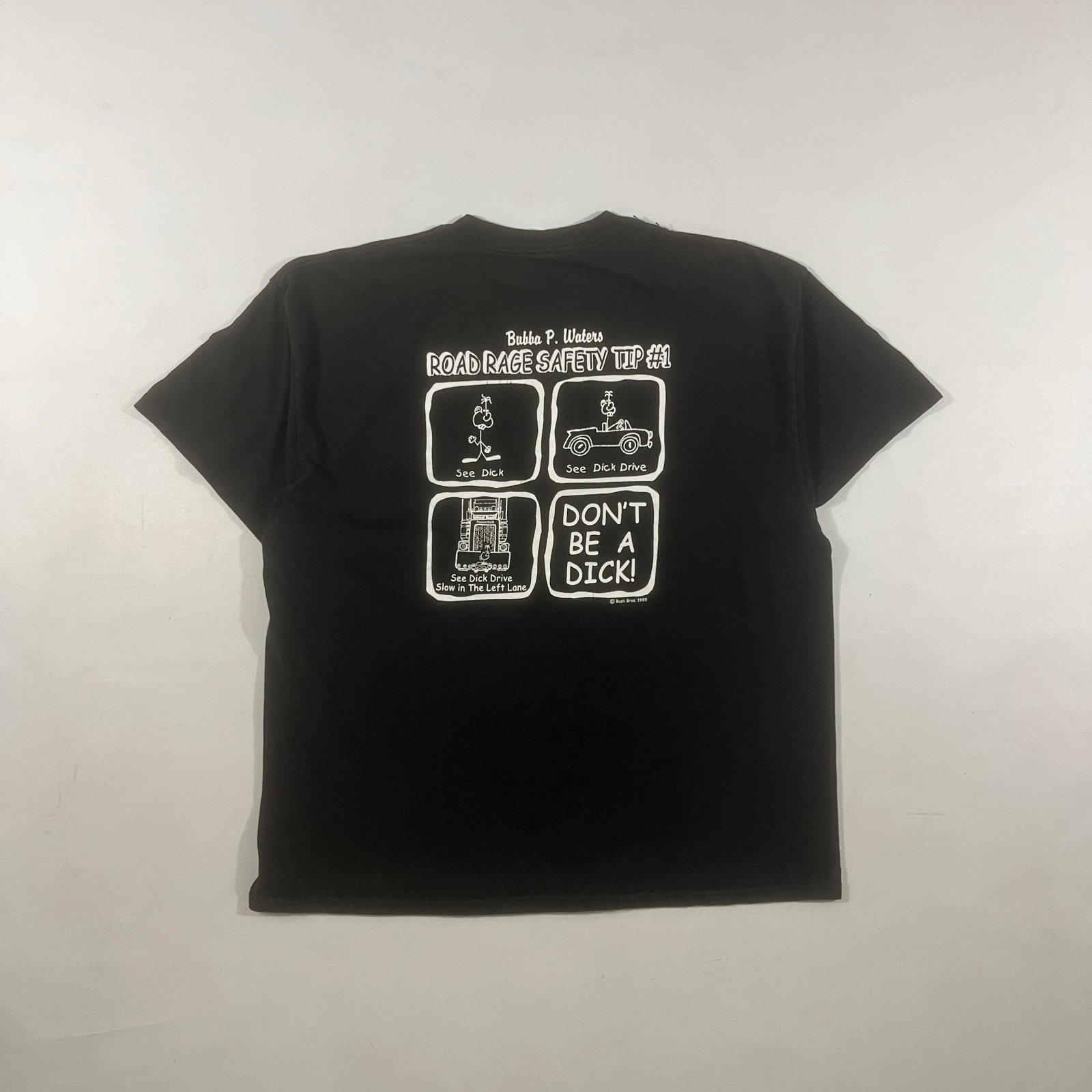 Vintage 1995 Bubba P Waters "Don't Be A Dick" Road Rage Pocket Tee Black 2XL