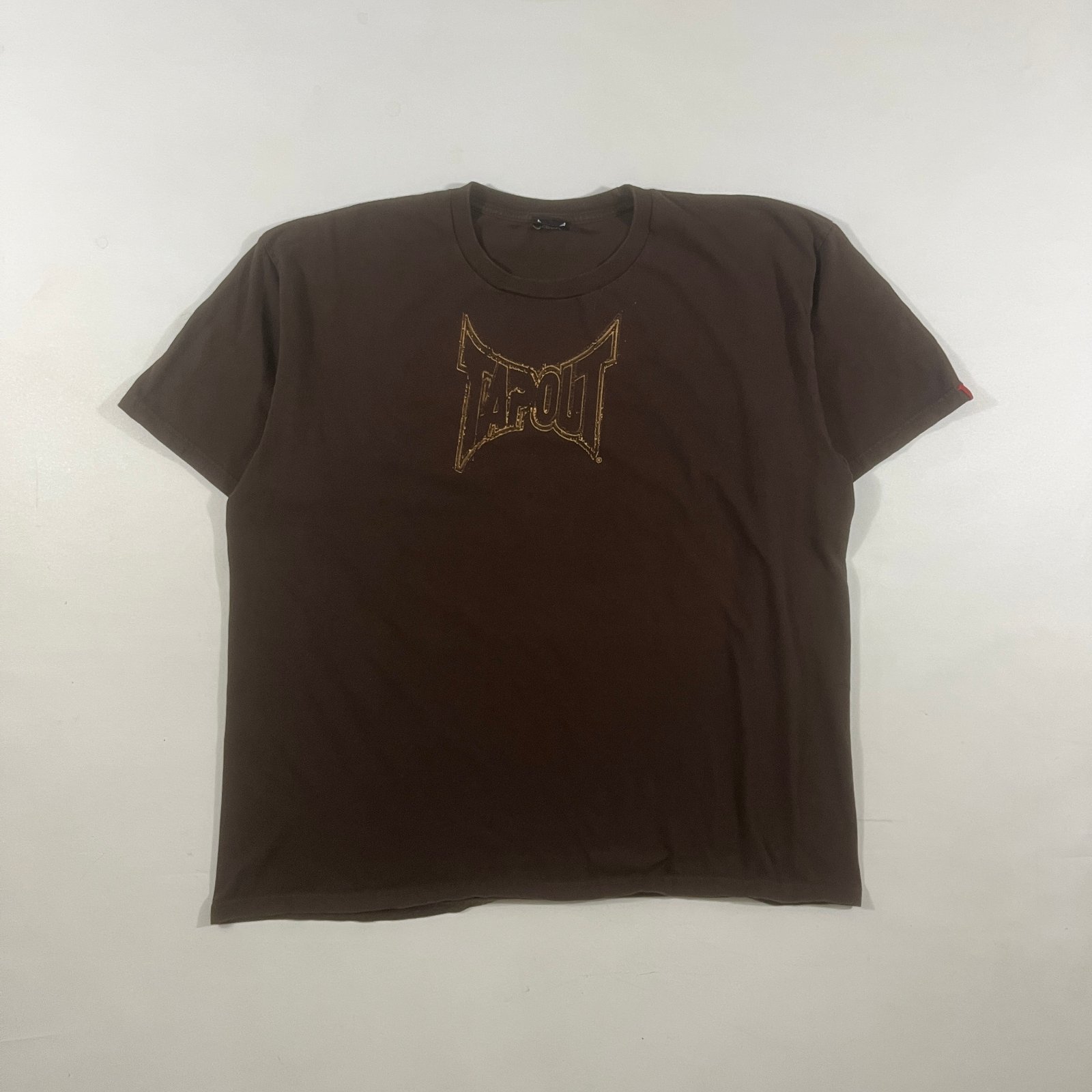 Vintage Y2K TapouT Brown Big Logo MMA Graphic T-Shirt XXL