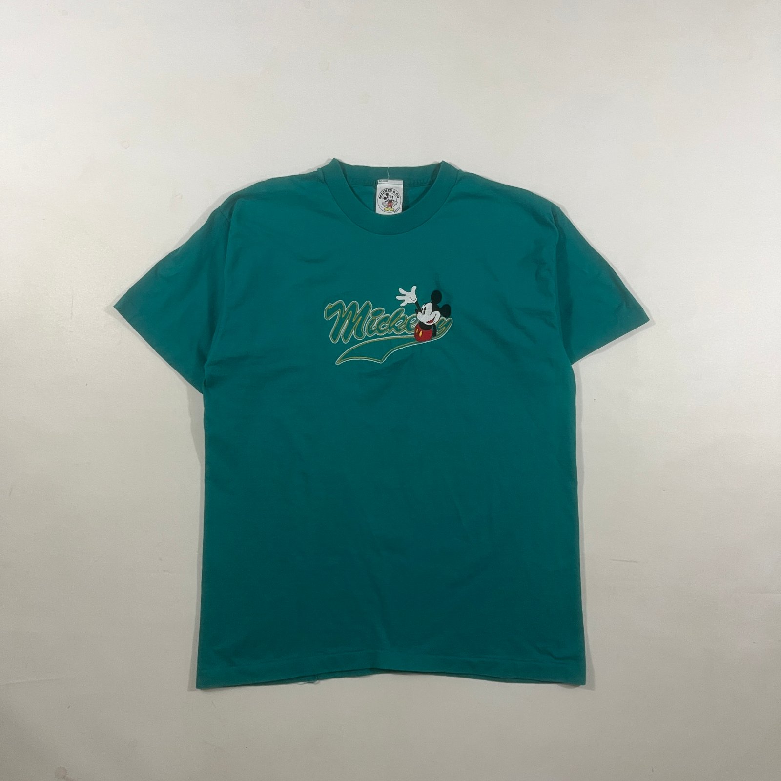 Vintage 90s Mickey & Co Disney Embroidered Mickey Mouse Teal T-Shirt XL