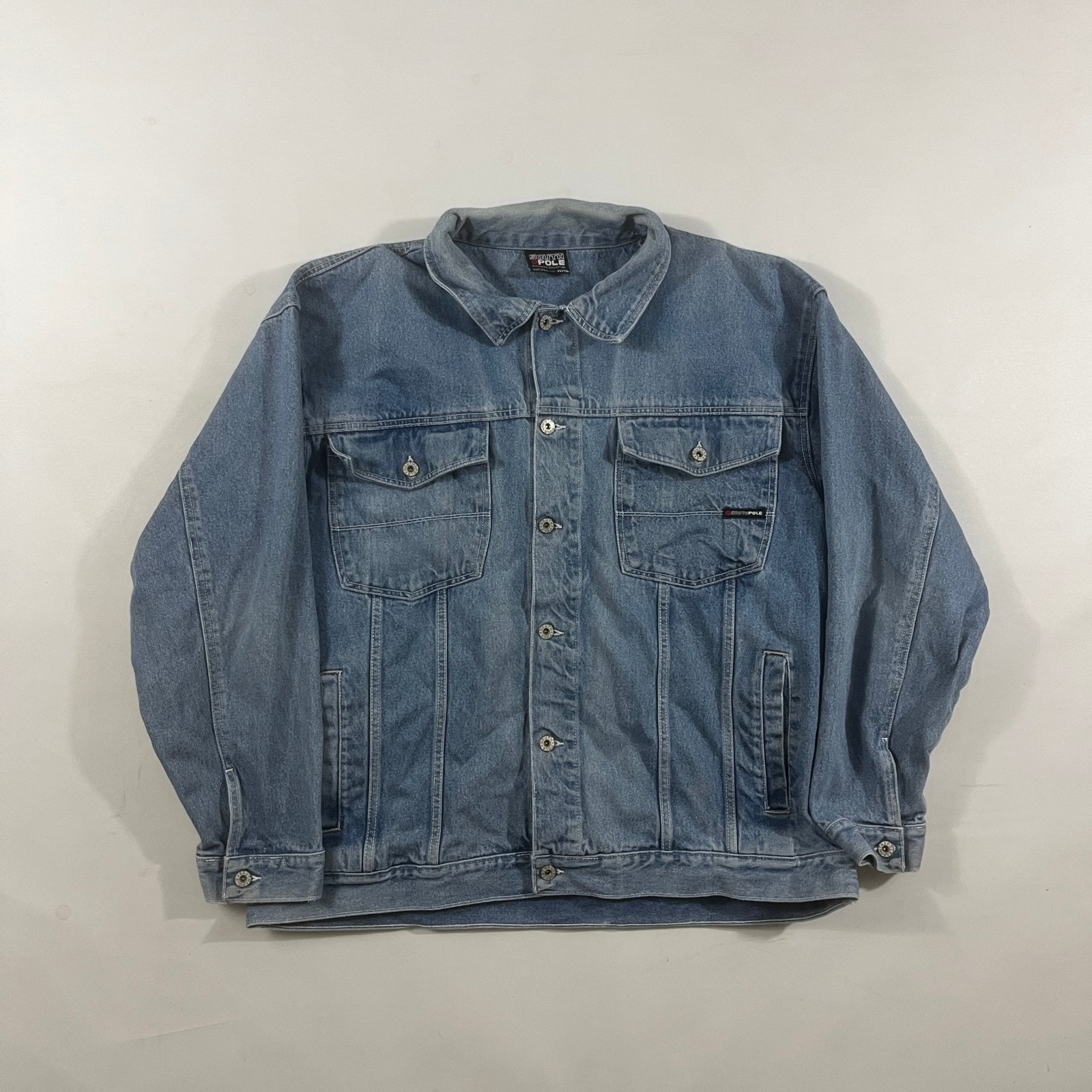 Vintage Y2K South Pole Authentic Collection Light Wash Denim Trucker Jacket XXL
