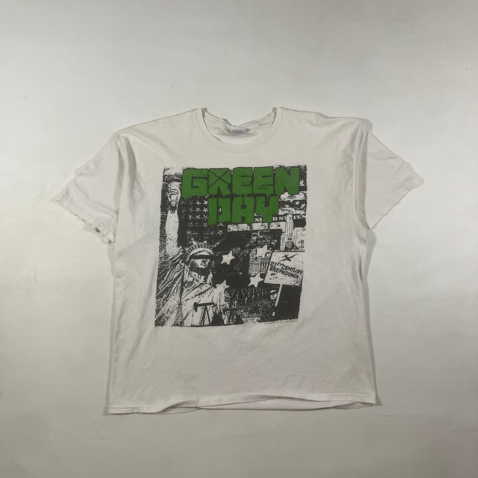 Green Day 21st Century Breakdown Band Tee White Hanes Heavyweight 2XL