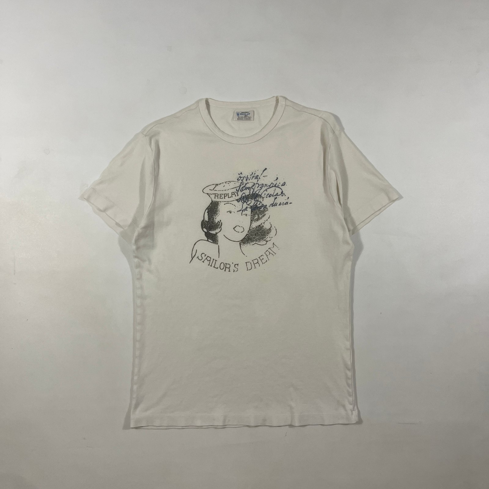 Vintage Replay "Sailor's Dream" Cream Pin-Up Graphic Tee