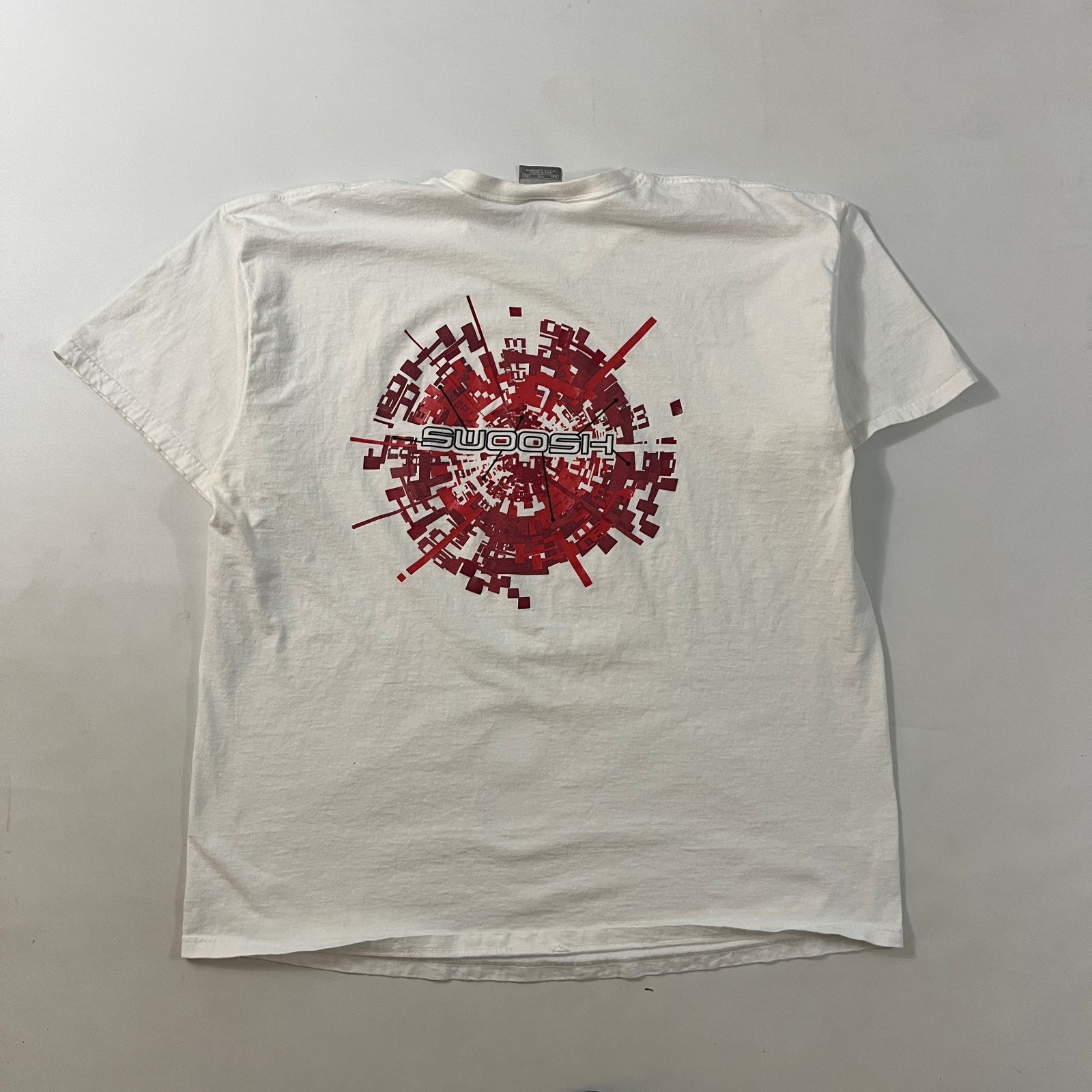 Vintage Y2K Nike Swoosh Cyber Pixel Graphic White Tee XXL