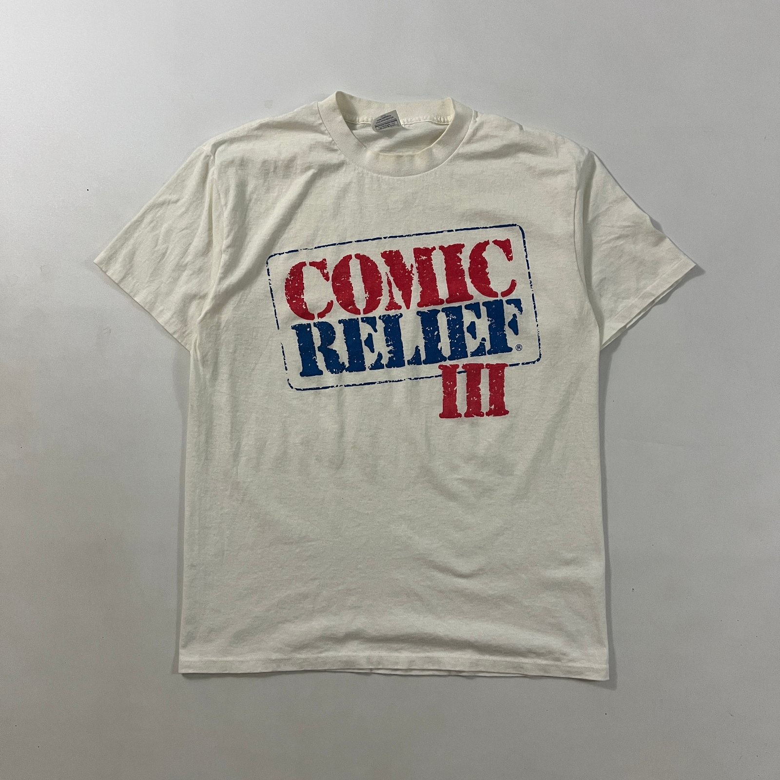 Vintage 90s Comic Relief III Single Stitch Made in USA White