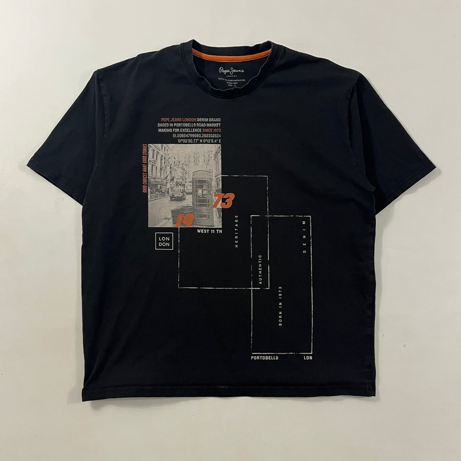 Pepe Jeans London Black Portobello Road Heritage Graphic Tee XL