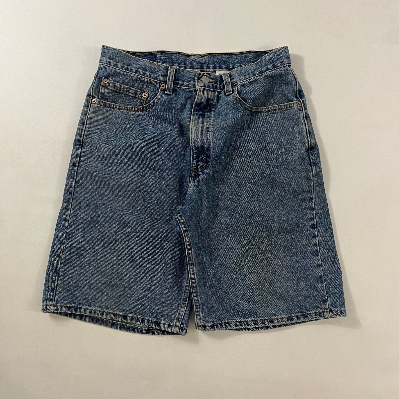 Vintage 90s Levi's 550 Relaxed Fit Medium Wash Denim Jorts Shorts Made in USA 34