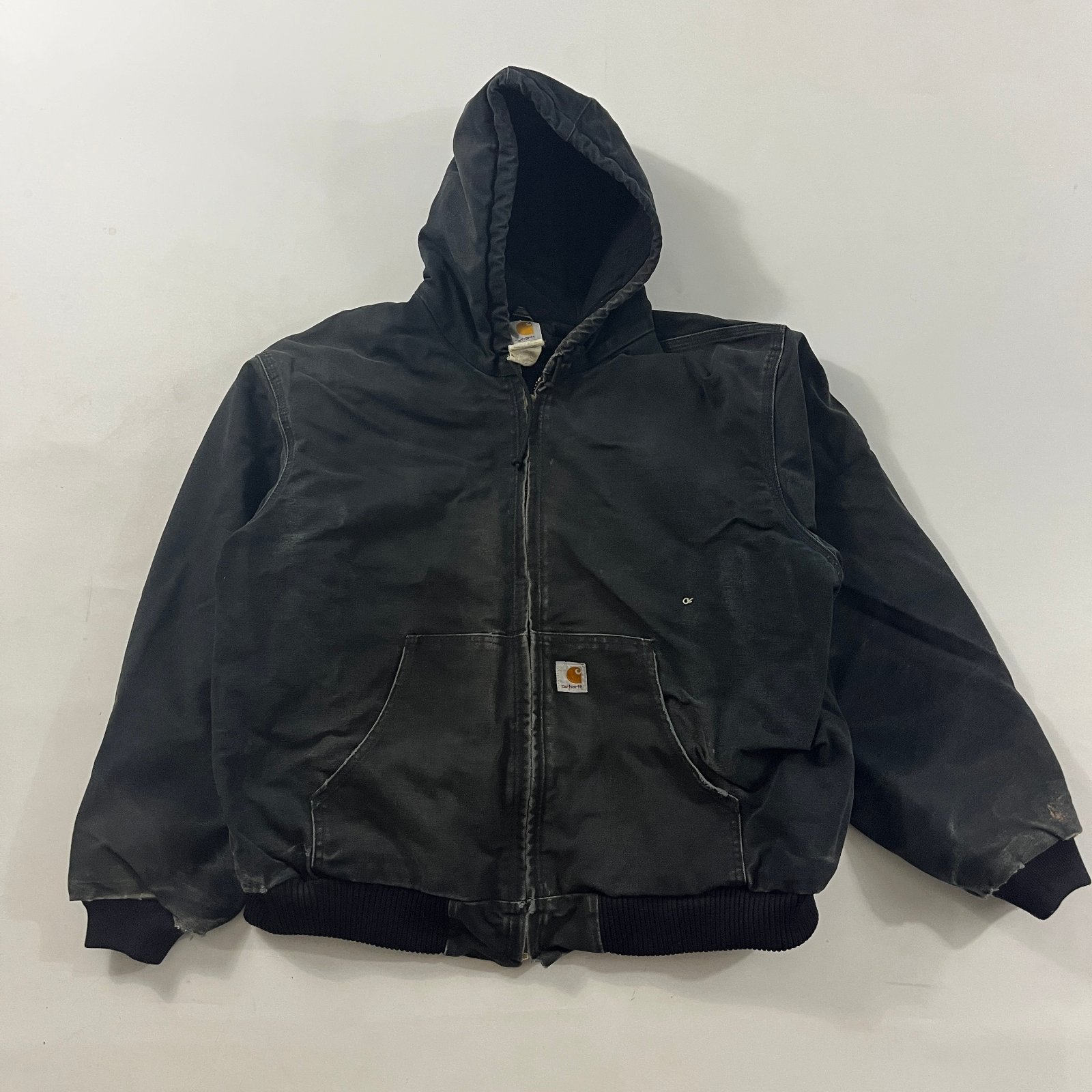 Vintage Carhartt J140 BLK Black Duck Canvas Hooded Active Jacket 2XL