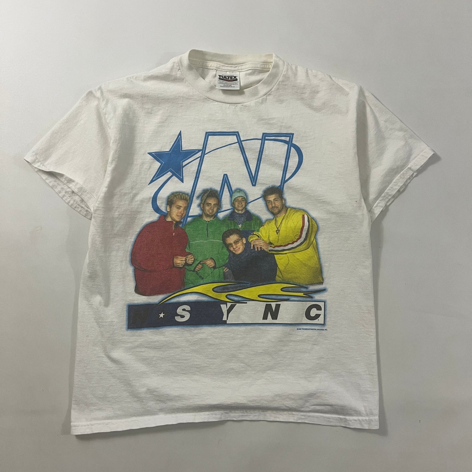 Vintage 1998 NSYNC White Boy Band Photo Tultex Tee Youth XL