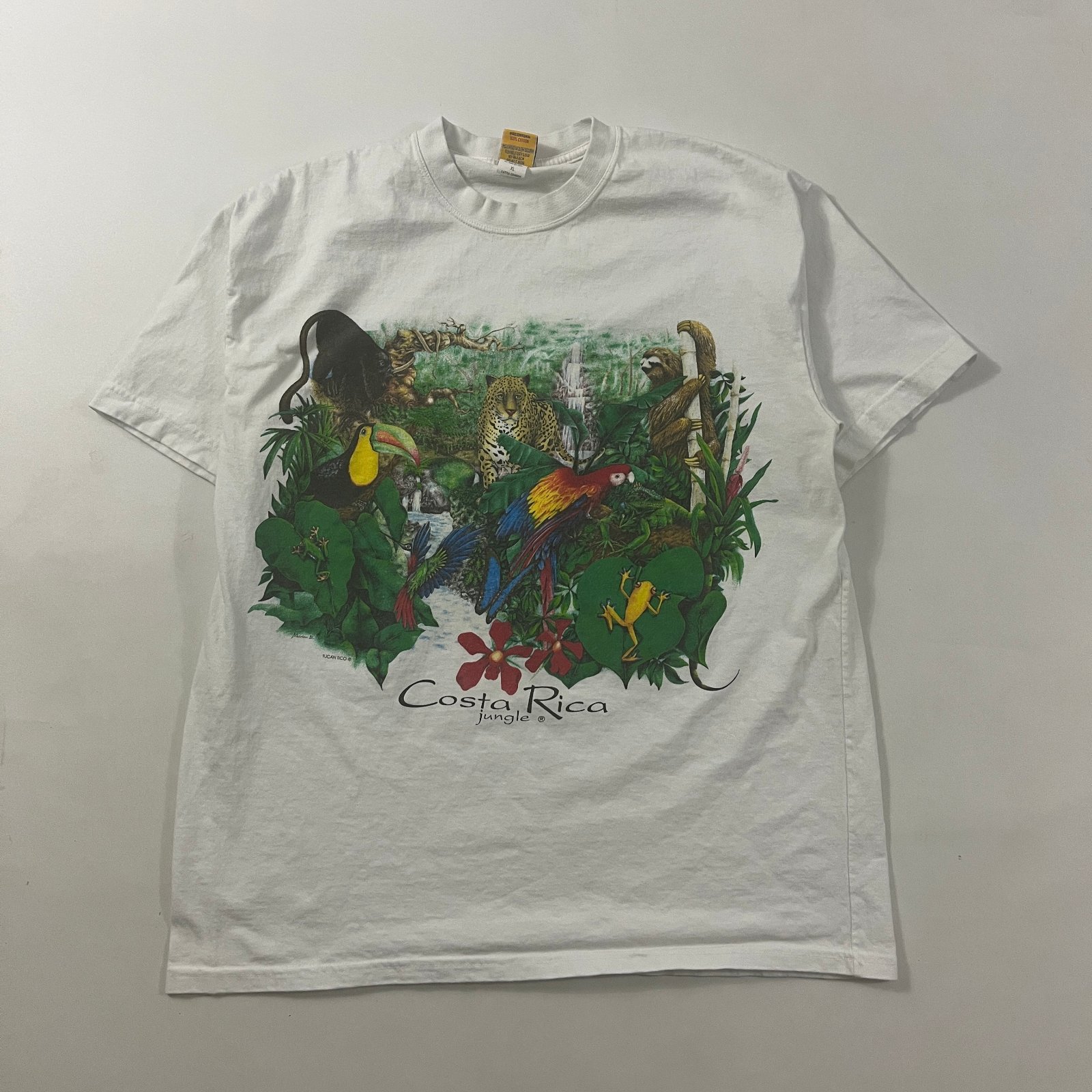 Vintage 90s Costa Rica Jungle Animals Rainforest Souvenir Graphic Tee XL