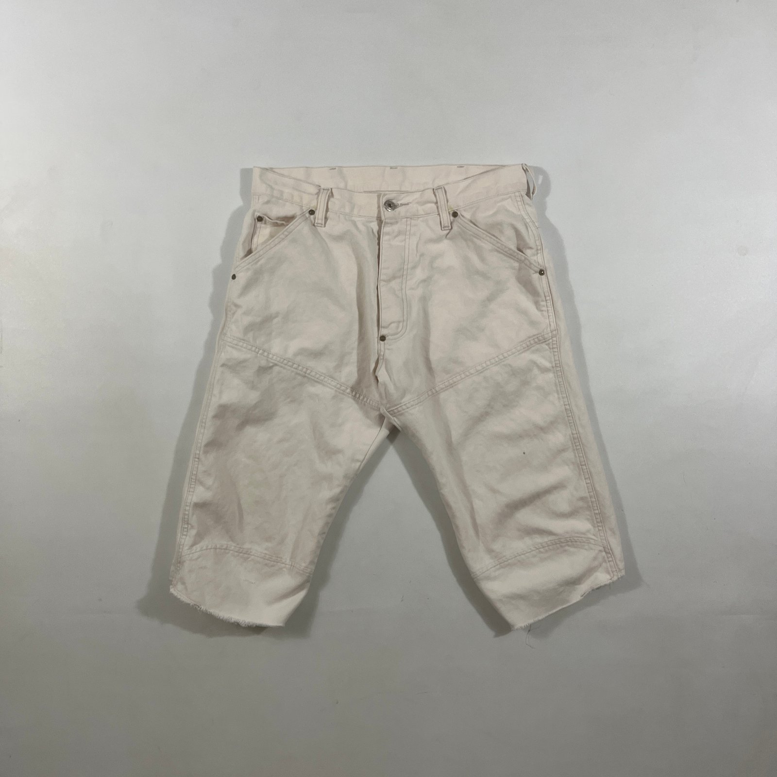 Vintage Y2K G-Star Raw Cream Denim 3D Paneled Raw Hem Long Jorts Shorts