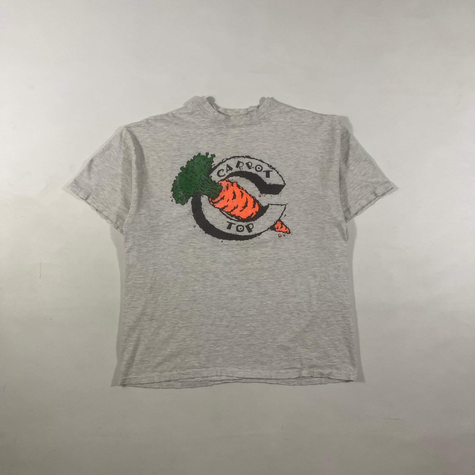 Vintage 90s Carrot Top Distressed Heather Gray Graphic Single Stitch Tee