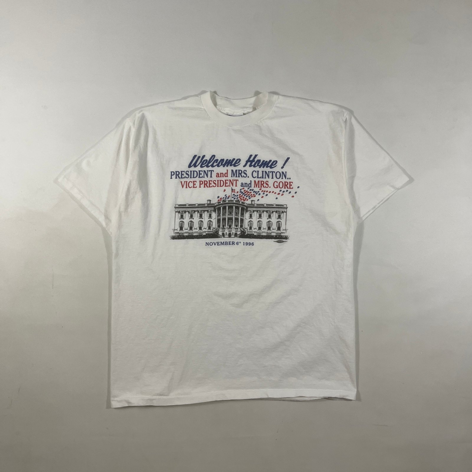Vintage 1996 Clinton Gore Welcome Home White House Single Stitch T-Shirt XXL