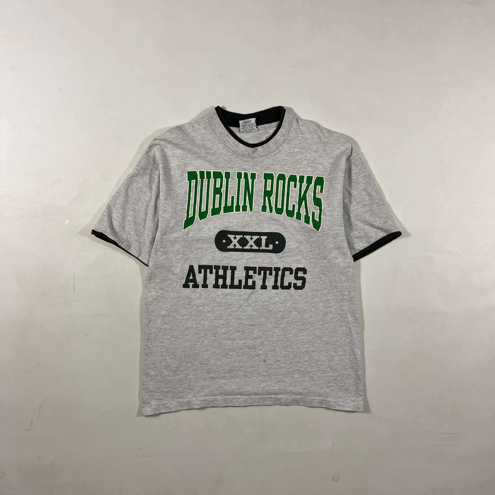 Vintage 90s Signal Sports Dublin Rocks XXL Athletics Heather Gray Varsity Tee L