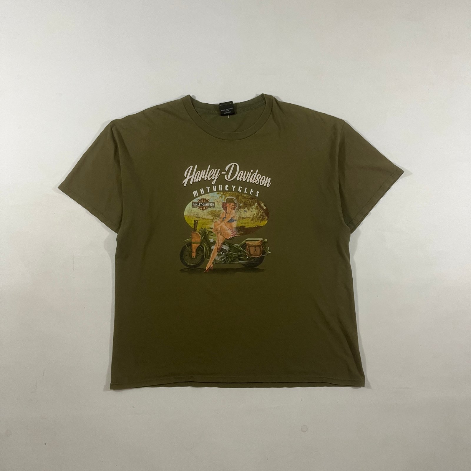 Harley-Davidson Alligator Alley Fort Lauderdale Pin-Up Biker Tee Olive Green